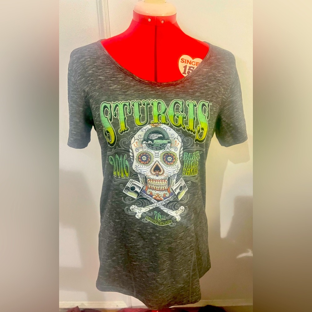 Gray Sturgis Graphic T-Shirt 2016 Skull size 2X